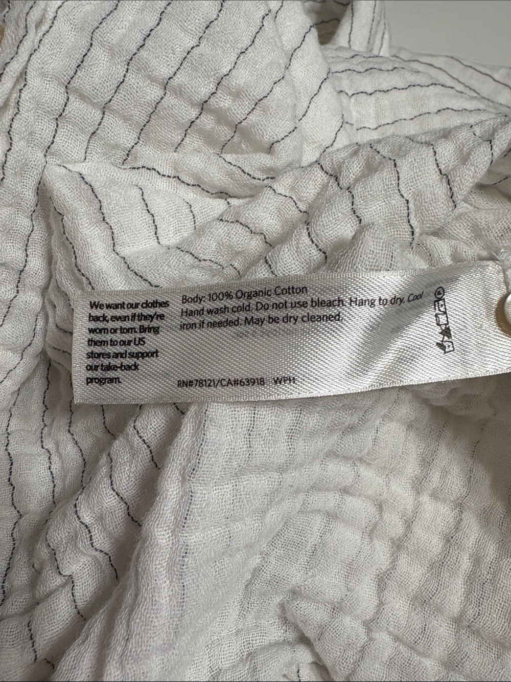 Eileen Fisher Organic Cotton Gauze Striped Shirt white stripe 2X - Picture 9 of 11